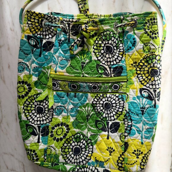 Vera Bradley Quilted Backpack – Green & Blue Floral, 14" x 12.5" - Picture 6 of 7